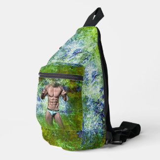 SlipperyJoe's weißer muskulöser sexy Mann Speedo s Crossbody Bag