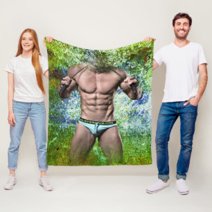 SlipperyJoe's weißer muskulöser sexy Mann Speedo s Fleecedecke