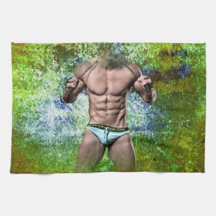 SlipperyJoe's weißer muskulöser sexy Mann Speedo s Geschirrtuch