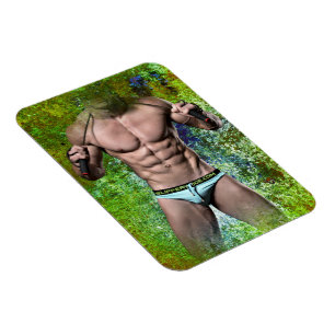 SlipperyJoe's weißer muskulöser sexy Mann Speedo s Magnet