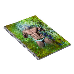SlipperyJoe's weißer muskulöser sexy Mann Speedo s Notizblock