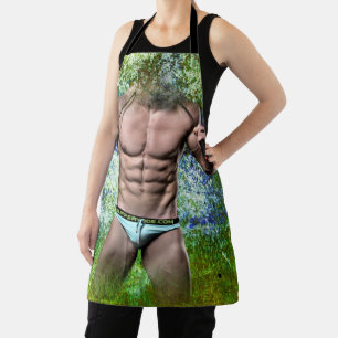 SlipperyJoe's weißer muskulöser sexy Mann Speedo s Schürze