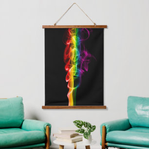 SlipperyJoes Wolke aus Regenbogen-Energiedampf fin Wandteppich Mit Holzrahmen