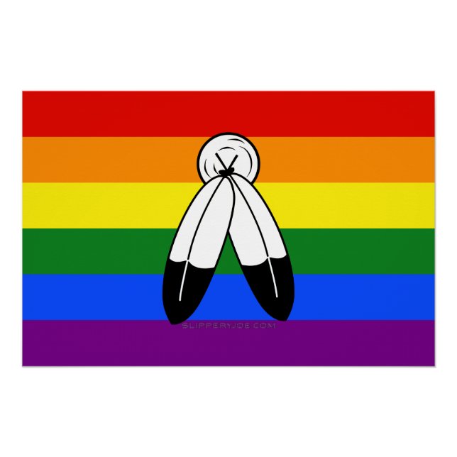 SlipperyJoe's Zwei-Geist-Pride-Flag-Schwulengesche Poster (Vorderseite)