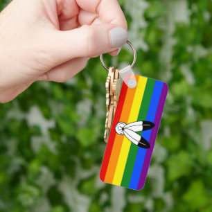 SlipperyJoe's Zwei-Geist-Pride-Flag-Zeremonial LGB Schlüsselanhänger