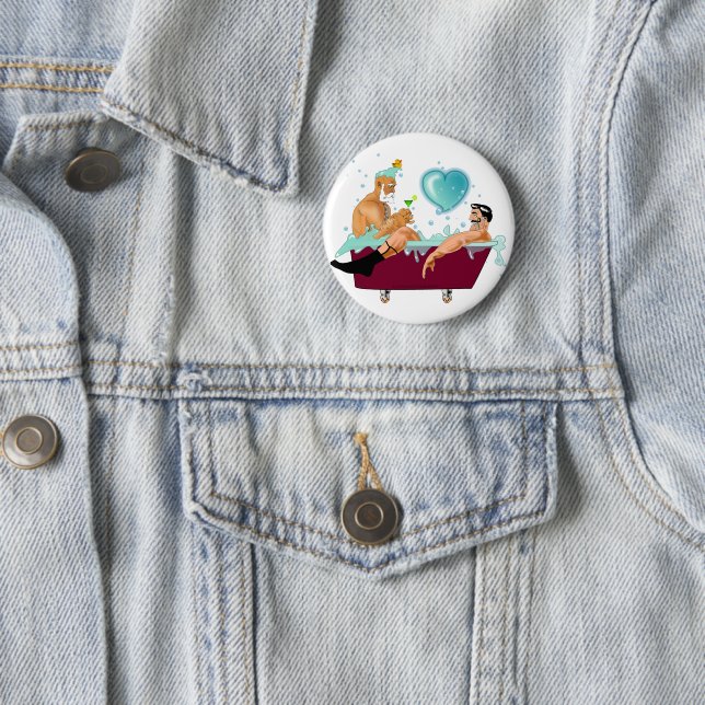 SlipperyJoe's zwei schwule Männer Liebe Cartoon Ba Button (Beispiel)
