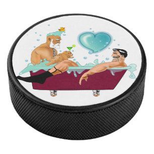 SlipperyJoe's zwei schwule Männer Liebe Cartoon Ba Eishockey Puck