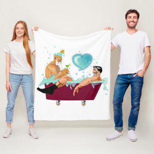 SlipperyJoe's zwei schwule Männer Liebe Cartoon Ba Fleecedecke