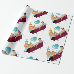 SlipperyJoe's zwei schwule Männer Liebe Cartoon Ba Geschenkpapier