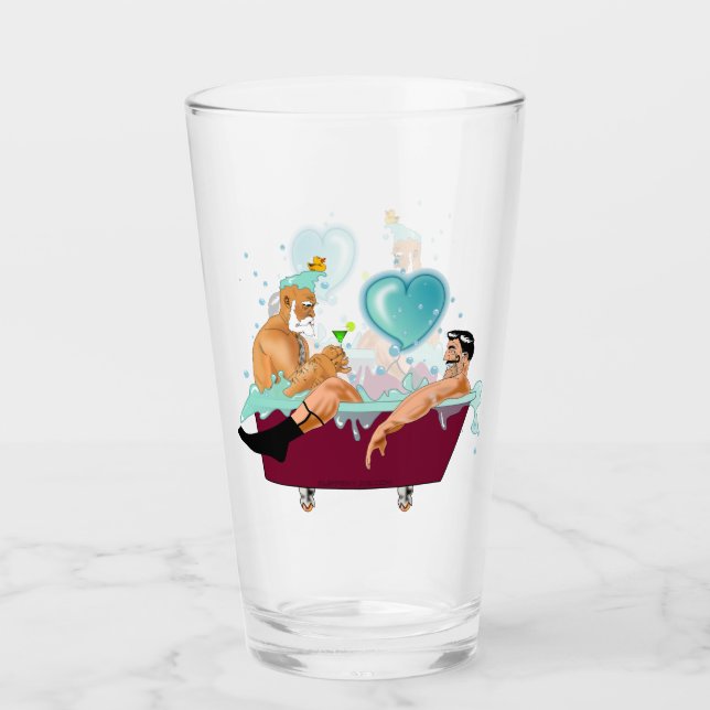 SlipperyJoe's zwei schwule Männer Liebe Cartoon Ba Glas (Vorderseite)
