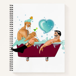 SlipperyJoe's zwei schwule Männer Liebe Cartoon Ba Notizbuch