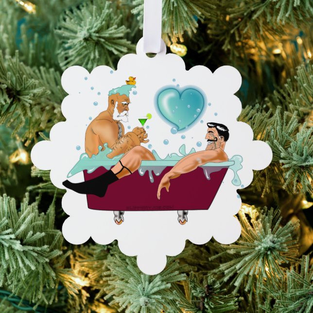 SlipperyJoe's zwei schwule Männer Liebe Cartoon Ba Ornament Karte (Insitu (Baum))