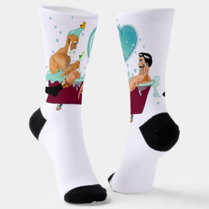 SlipperyJoe's zwei schwule Männer Liebe Cartoon Ba Socken