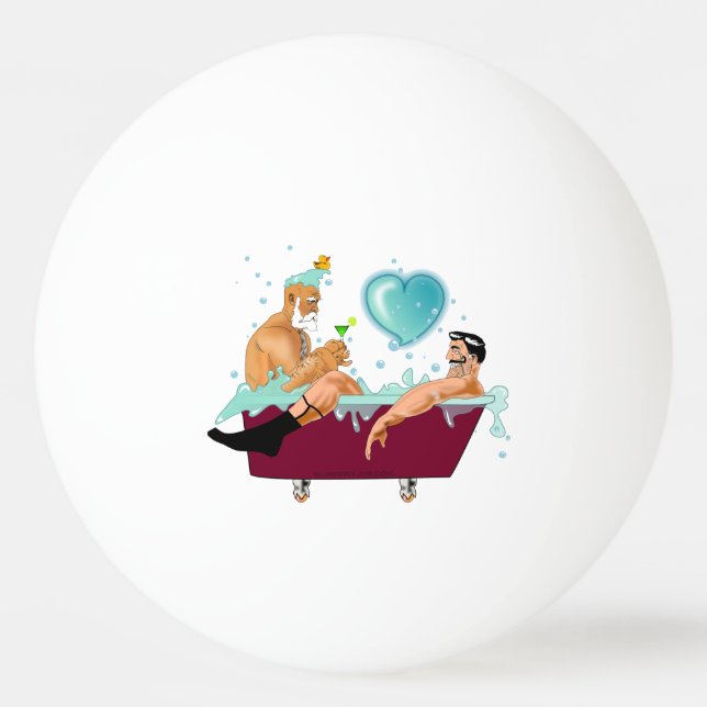 SlipperyJoe's zwei schwule Männer Liebe Cartoon Ba Tischtennisball (Vorderseite)