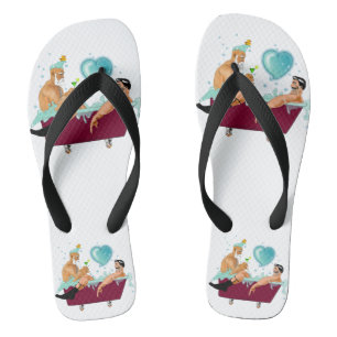 SlipperyJoe's zwei schwule Männer lieben Cartoon-B Flip Flops