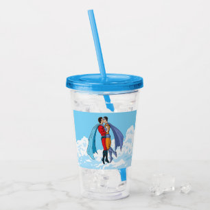 Slipperyjoe's zwei Superhelden küssen Charaktere f Acryltrinkbecher
