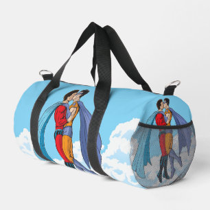 Slipperyjoes zwei Superhelden küssen Charaktere f Duffle Bag