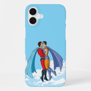 Slipperyjoes zwei Superhelden küssen Charaktere f iPhone 16 Plus Hülle