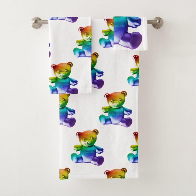 SlipperyL'ours en peluche brossé de Joe gra arc-en (En situation)