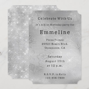 Sliver Floral Lace Einladung