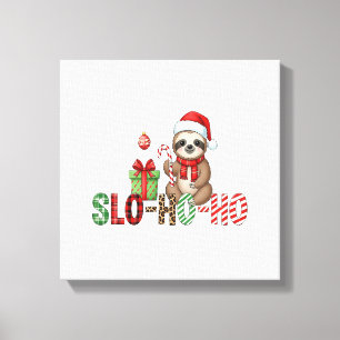 Slo Ho Ho Weihnachten Faultier 2 Leinwanddruck