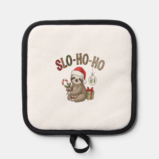 Slo Ho Ho Weihnachten Faultier Topflappen (Vorderseite)