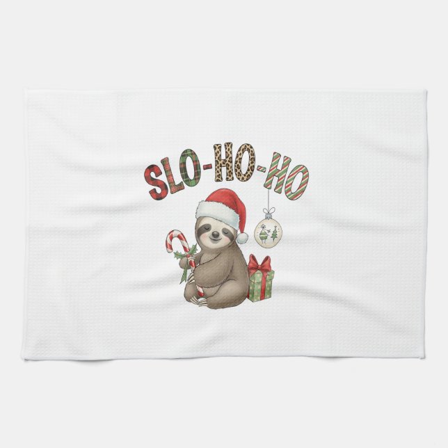 Slo Ho Ho Weihnachtsfaultier Geschirrtuch (Horizontal)