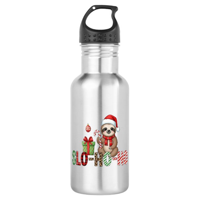 Slo Ho Ho Xmas Sloth 2 Edelstahlflasche (Vorderseite)