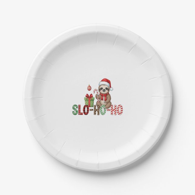 Slo Ho Ho Xmas Sloth 2 Pappteller (Vorderseite)