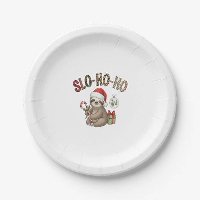 Slo Ho Ho Xmas Sloth Pappteller (Vorderseite)