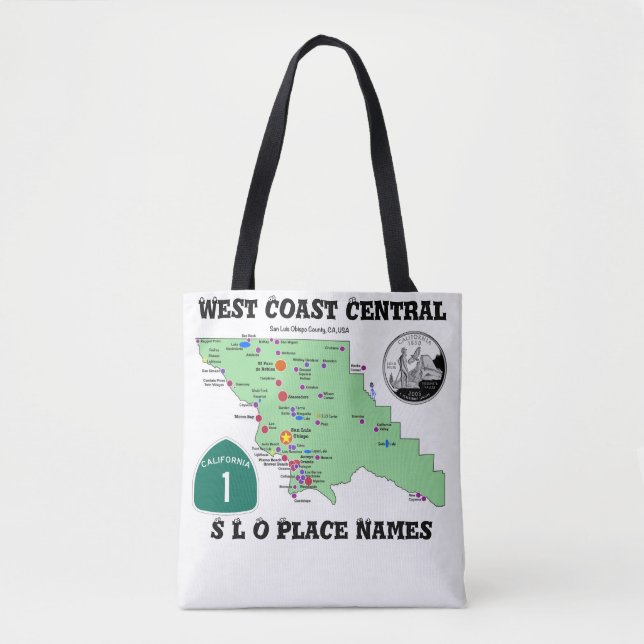 SLO Place Names Map mit englischen Übersetzungen Tasche (Vorderseite)