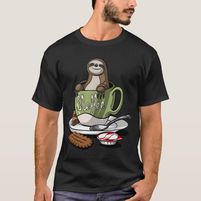 Sloffee Faultier Kaffee T-Shirt (Vorderseite)