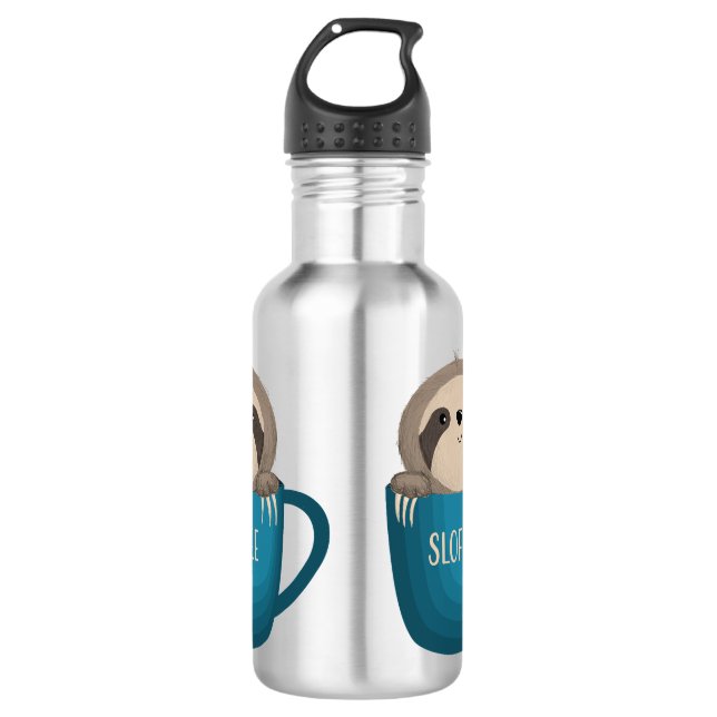 Sloffee Sloth dans une bouteille d'eau de bouillie (Devant)