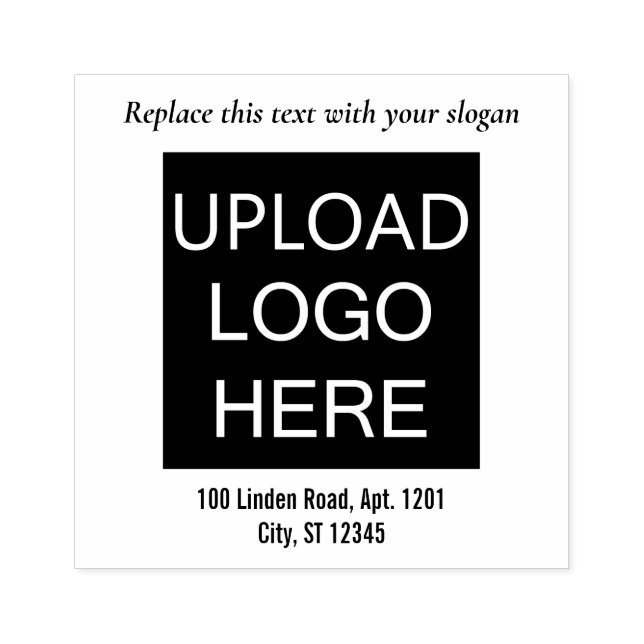 Slogan-Adresse für Ihre eigene Logo-Briefmarke Gummistempel (Prägung)