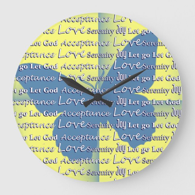 Slogan Butterfly 12-Stufen-Erholung Große Wanduhr (Vorderseite)