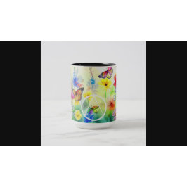 Slogan für individuelle Erholung mit Blume und Sch Zweifarbige Tasse