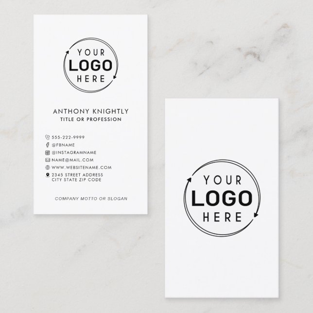 Slogan für Minimalistische Social-Media-Symbole Visitenkarte (Vorne/Hinten)