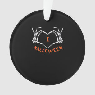 Slogan Halloween. Herzstich aus Skelett Ornament