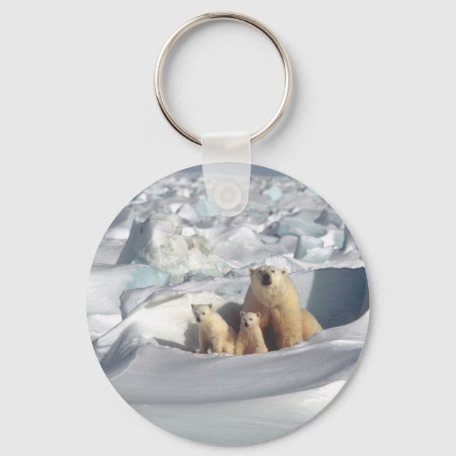 SLOGAN hinzufügen, um Polarbären auf dem Planeten  Schlüsselanhänger (Vorderseite)