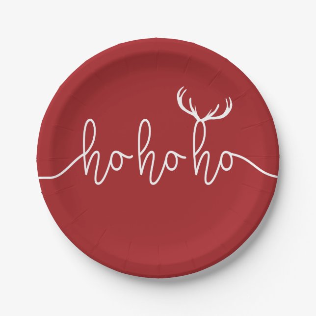 Slogan ho ho ho, Gelukkig kerstfeest. Kerstman.  Pappteller (Vorderseite)