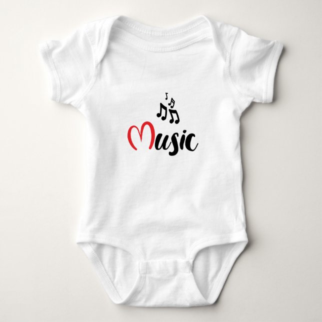 Slogan ik hou van muziek. Liefde voor muziek. Baby Strampler (Vorderseite)