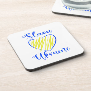Slogan Slava Ukraini Gloria an die Ukraine Getränkeuntersetzer