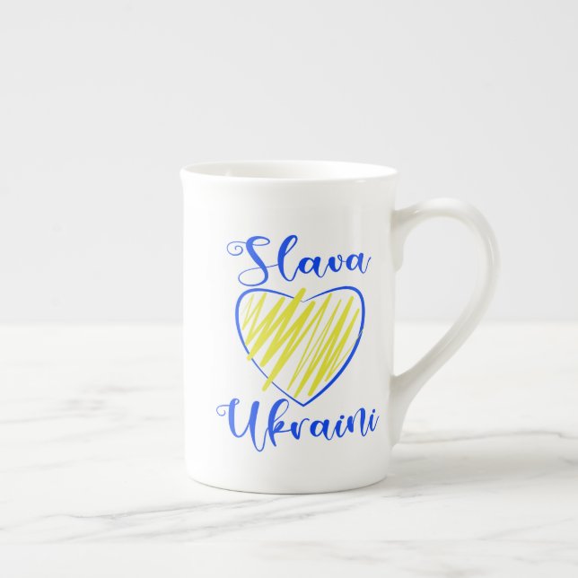 Slogan Slava Ukraini Gloria an die Ukraine Prozellantasse (Rechts)