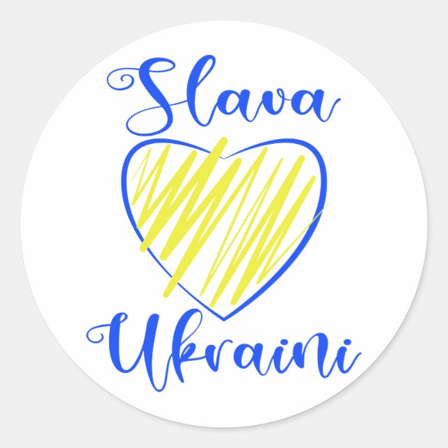 Slogan Slava Ukraini Gloria an die Ukraine Runder Aufkleber (Vorderseite)