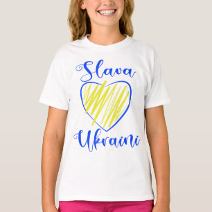 Slogan Slava Ukraini Glory an Ukraine Herz T-Shir T-Shirt