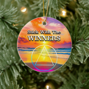 Slogan Sunrise: Die Erholung der Gewinner Keramik Ornament