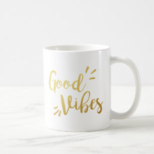 Slogan-Tasse Good Vibes goldgelb Kaffeetasse