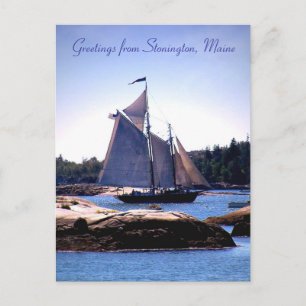 Sloop im Hafen Stonington Postkarte