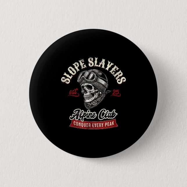 Slope Slayers Freestyle-Skifahrer Winter Button (Vorderseite)