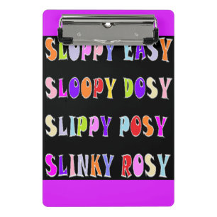 Sloppy Easy Slinky Design schwarz mit farbigem Tex Mini Klemmbrett